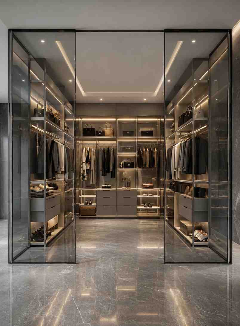 Hans Hardware Full Glass Walk In Wardrobe